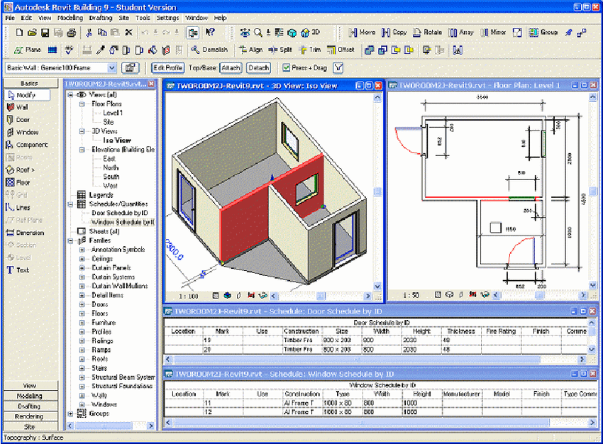 Autodesk Revit Building 9 interface
